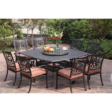 Darlee St Cruz 9 Piece Cast Aluminum Patio Dining Set With Lazy Susan Bbqguys