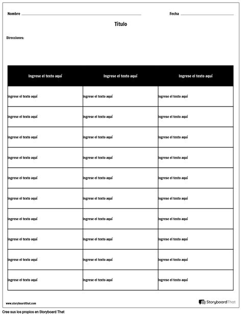 Tabla Columnas Filas Storyboard Por Es Examples