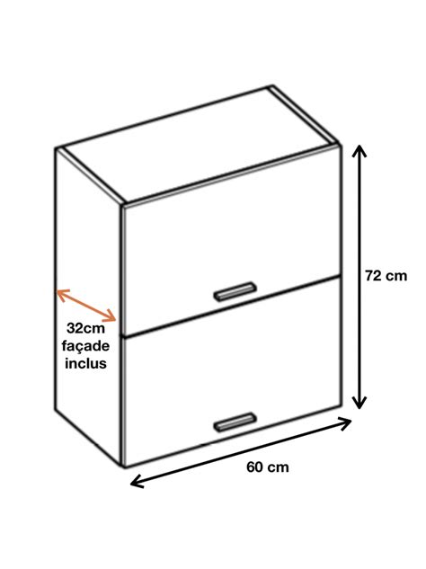 Meuble Haut Cuisine Bellissi Noyer Blanchi Portes Relevables L Cm