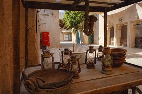 Old Dubai Buildings And Traditional Arabian Street Editorial