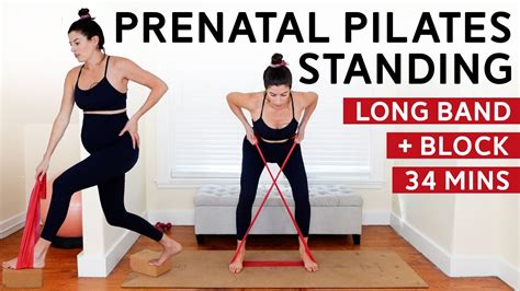 Min All Standing Prenatal Pilates Workout With A Long Band And Yoga