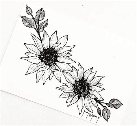 Simple Sunflower Tattoo Stencil