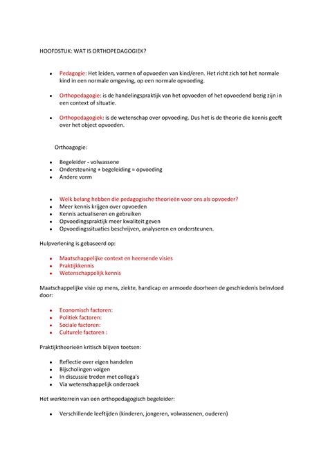 Orthopedagogiek Kort Samenvatting Hoofdstuk Wat Is Orthopedagogiek