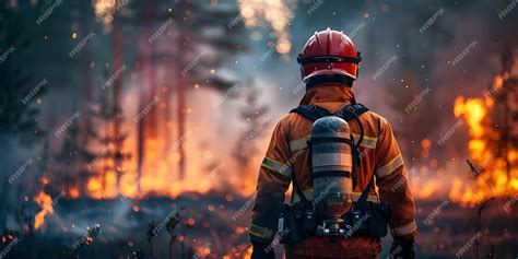 Premium Photo A Firefighter In Uniform Heroically Battles A Forest