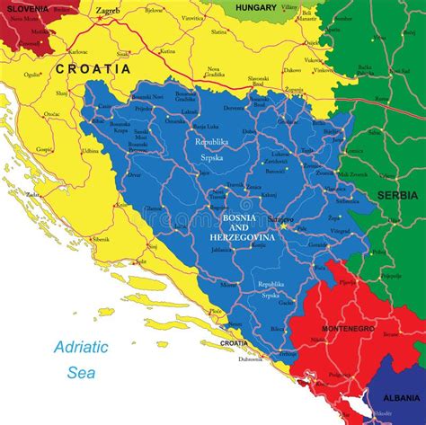 Mapa De Bosnia Y De Herzegovina Ilustración del Vector Ilustración de