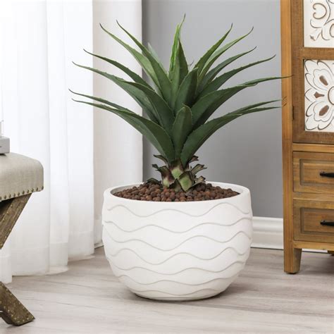 White Mgo Wavy Design Planter Foter