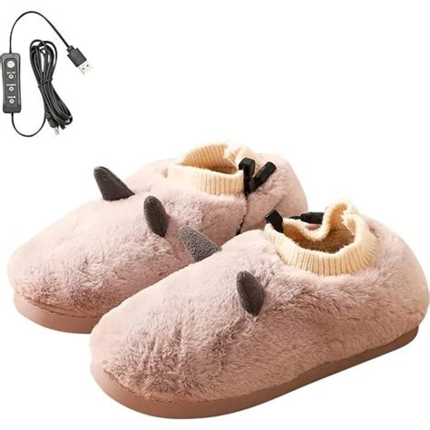 Chaussons Chauffants Électriques TRAHOO Chauffe Pieds Avec 3