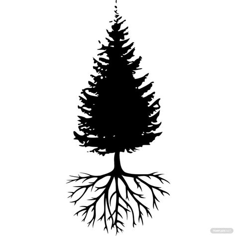 Tree With Roots Silhouette In Psd Illustrator Svg  Eps Png