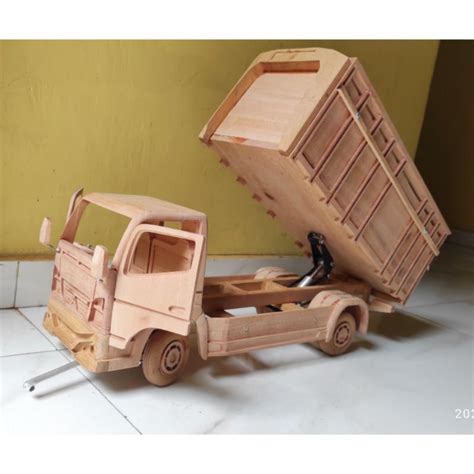 Jual Miniatur Truk Oleng Kayu Bak Dump Kabin Buka Pintu Shopee Indonesia