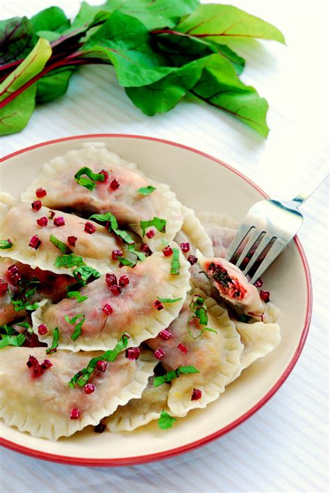 Pierogi Z Botwink I Serem Feta Dumplings With Beetroot And Feta