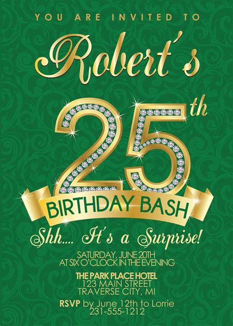 Silver Age 25th Birthday Invitations Bagvania Free Printable