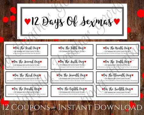 12 Days Of Sexmas Naughty Christmas T Printable Naughty Etsy México