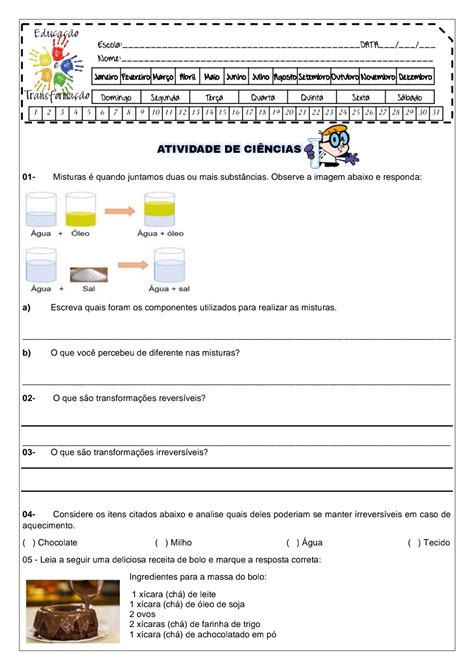 Questões Sobre Misturas Homogêneas E Heterogêneas 6 Ano