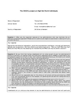 Fillable Online Oecd Annex Response Form Oecd Fax Email Print