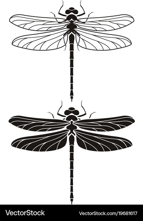 Dragonfly silhouette icons set Royalty Free Vector Image