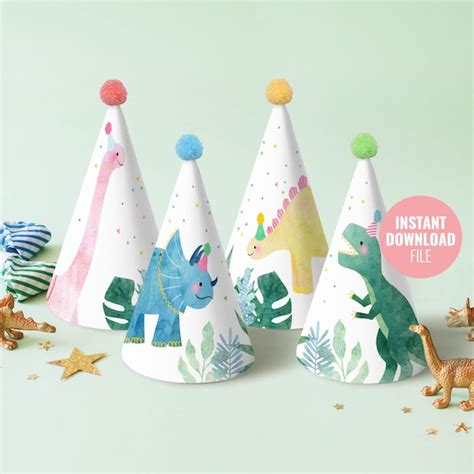 Printable Dinosaur Birthday Party Hat Instant Download Etsy