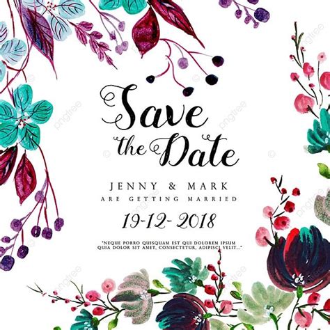 Floral Wedding Invites Vector Art Png Watercolor Floral Wedding