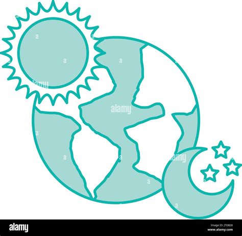 World Planet Earth With Sun And Moon Stock Vector Image Art Alamy