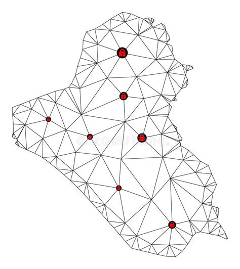 Mapa Vectorial De Malla De Red Poligonal Lockdown De Iraq Ilustración