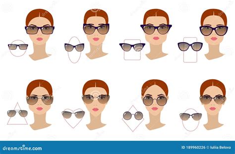 Set 3 Sunglasses Shapes Guide Women`s Sunglasses Shapes Matched With Face Shape Various Forms