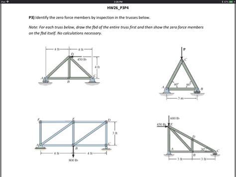 Solved HW26 P3P4 P3 Identify The Zero Force Members By Chegg