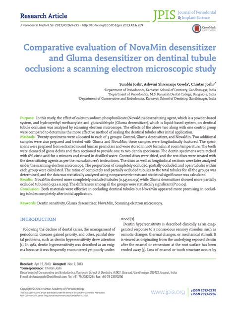 (PDF) Comparative evaluation of NovaMin desensitizer and Gluma desensitizer on dentinal tubule ...