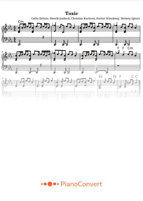 Toxic Partitura Fácil De Piano Em Pdf La Touche Musicale