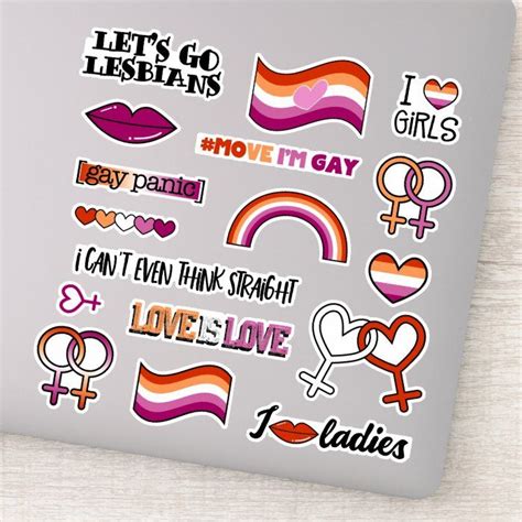 An Assortment Of Lesbian Stickers With The Trans Inclusive Lesbian Flag Venus Symbols Fun Meme