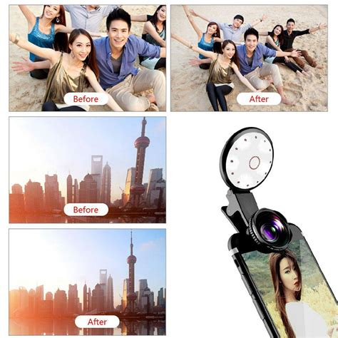 Kuymtek 4600k Selfie Flash Light Filling 8 LED con clip Lente gran ...