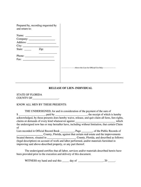 Release Of Lien Form Florida Fill Out And Sign Online Dochub