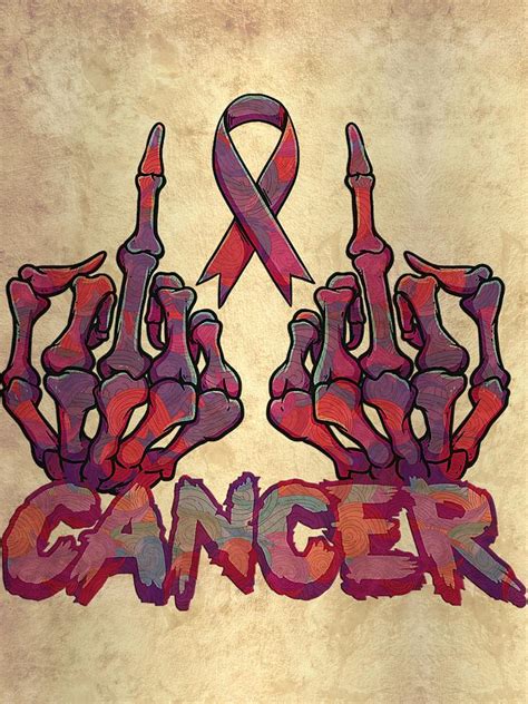 Fuck Cancer Skeleton Pink Ribbon Breast Cancer Awareness Digital Art By Grover Mcclure Fine