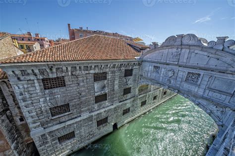 Venice Whispers Bridge Ponte Dei Sospiri Unusual View Stock