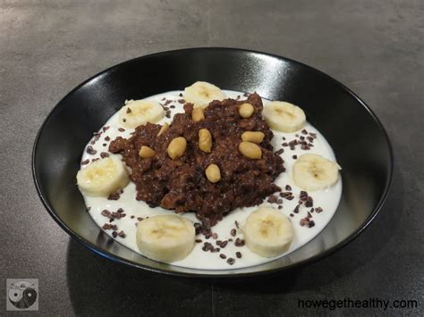 Schoko Erdnuss Bananen Porridge Howegethealthy