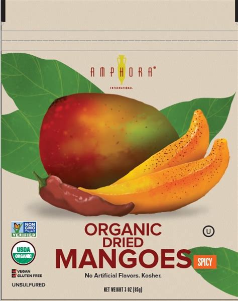 Amphora International Inc Organic Spicy Soft Dried Mangoes Case Of