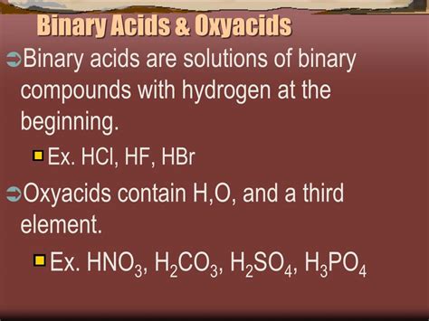 How To Name Binary Acids And Oxyacids