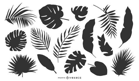 Tropical Leaves Silhouette Set Vector Download