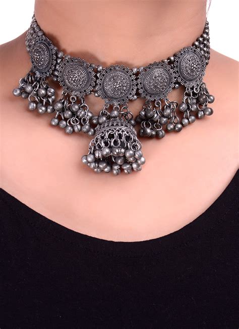 Shop Silver Plated Oxidised Choker After Six Wear Online At Best Price