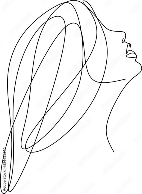 Woman Abstract Face One Line Drawing Hand Drawn Outline Illustration Continuous Line Portret