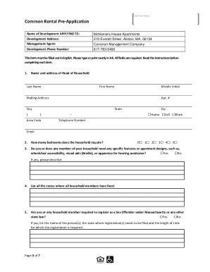 Fillable Online Rental Application Form Free Rental