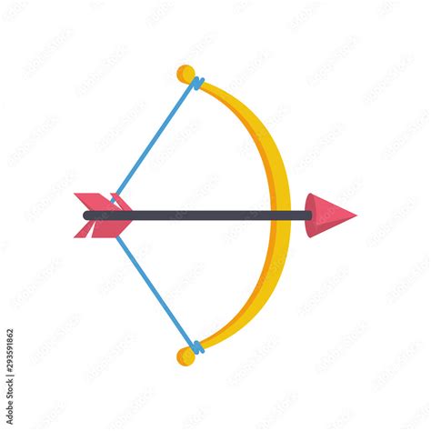 Bow with arrow icon flat style. Vector illustration. Archer bow cartoon ...