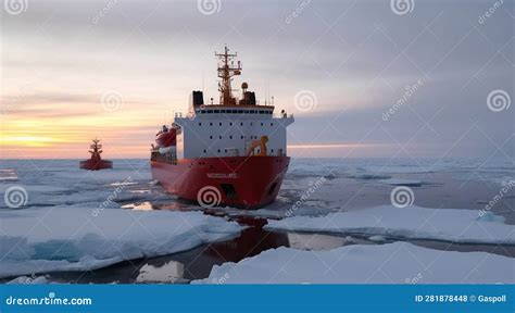 Research Vessel In Antarctica Exploring The Ice Sheet Generative Ai