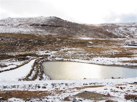 Snow Covered Landscape of Mountain Ski Resort in Lesotho Editorial ...