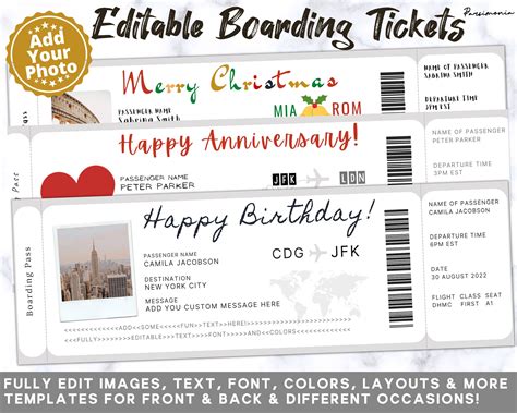 Digital Prints Trip Vacation Fake Plane Ticket Ready To Print Surprise Happy Anniversary