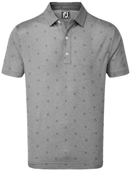 Footjoy Smooth Pique Fj Tonal Print Mens Golf Shirt Coal From