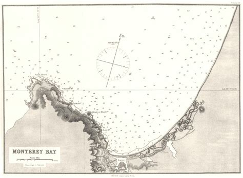 California Sea Chart Of Monterey Bay Old Antique Vintage Map Plan