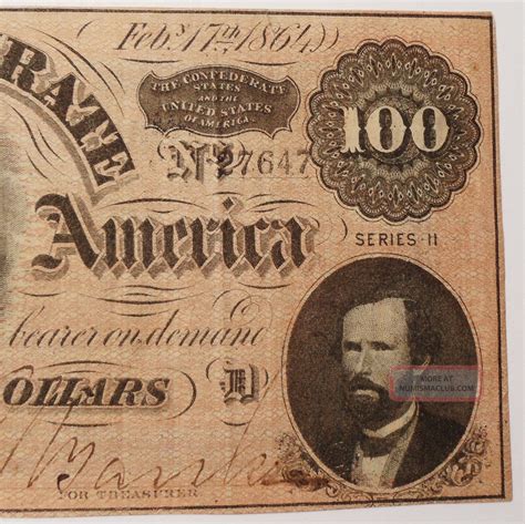 Spectacular Civil War 1864 100 Confederate Note Currency