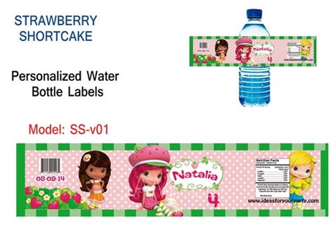 STRAWBERRY SHORTCAKE 5 Pc Water Bottle By IdeasForYourParty