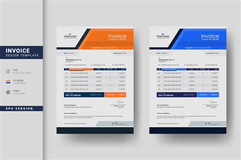 Flat Minimal Business Invoice Design Template Vector Art At