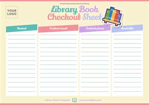 Printable Library Checkout Sheet Templates