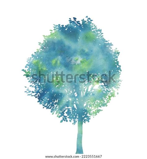 Watercolor Tree Silhouette Isolated On White Stock Illustration ...